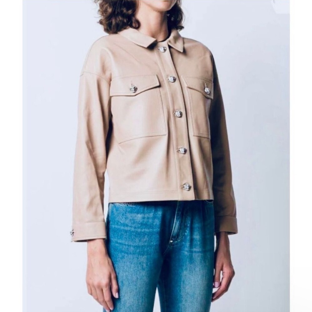 Tahari faux leather jacket